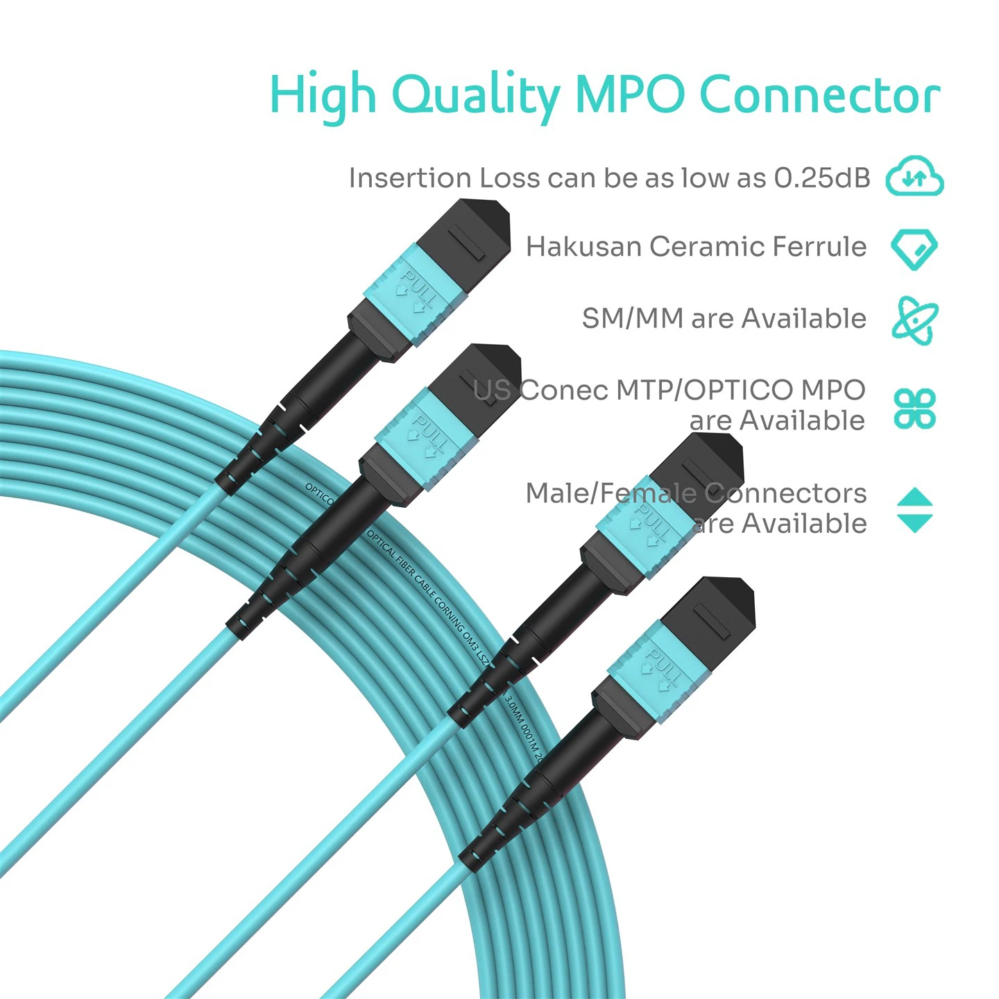 24F MPO Trunk Cable OM3 Female 2×12