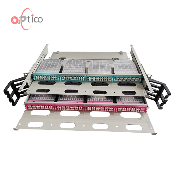 Panell de connexió de fibra òptica MPO lliscant 2U